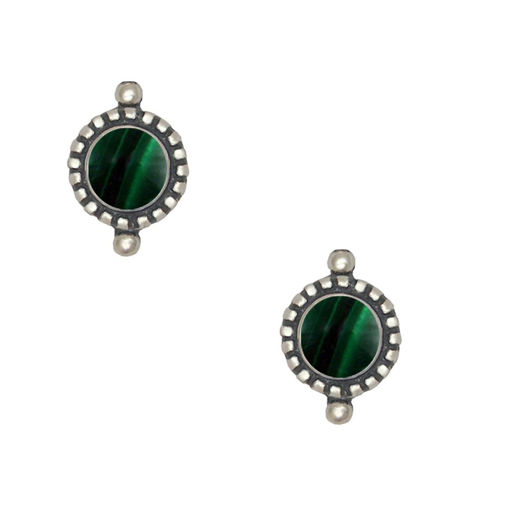 Sterling Silver Little Malachite Post Stud Earrings